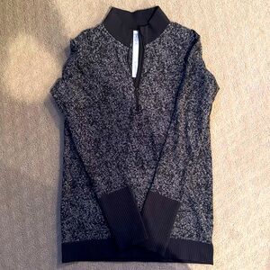 Lulu Lemon 3/4 zip black and gray top